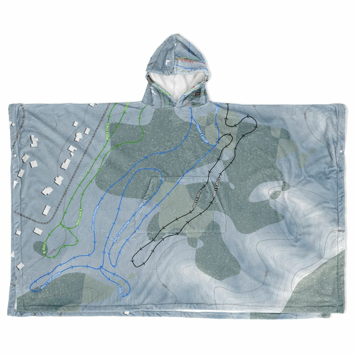 Leavenworth Ski Hill, Washington Ski Resort Map Flannel Blanket Poncho