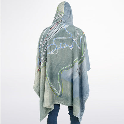 Plattekill, New York Ski Resort Map Flannel Blanket Poncho