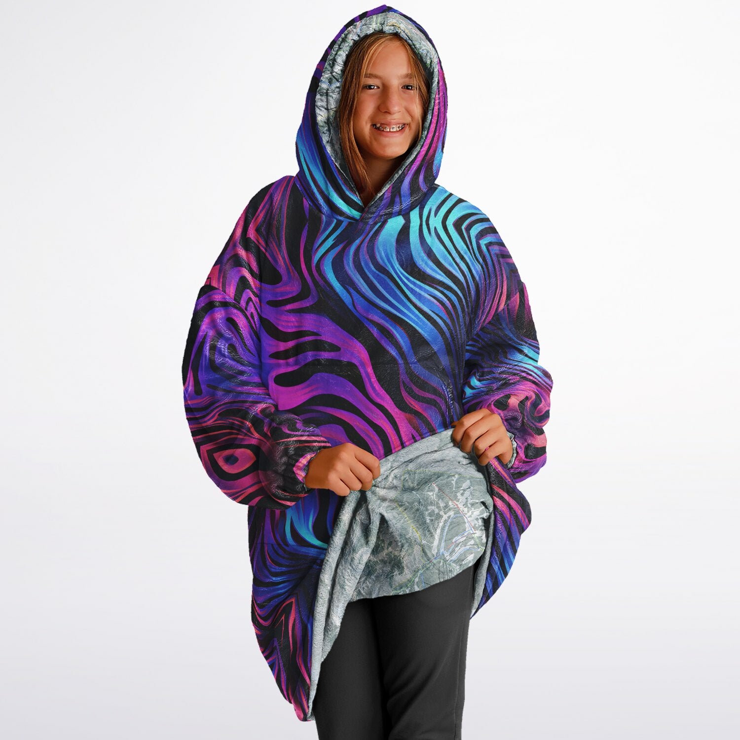 Powder Mountain, Utah Ski Resort Map Youth Reversible Snug Hoodie