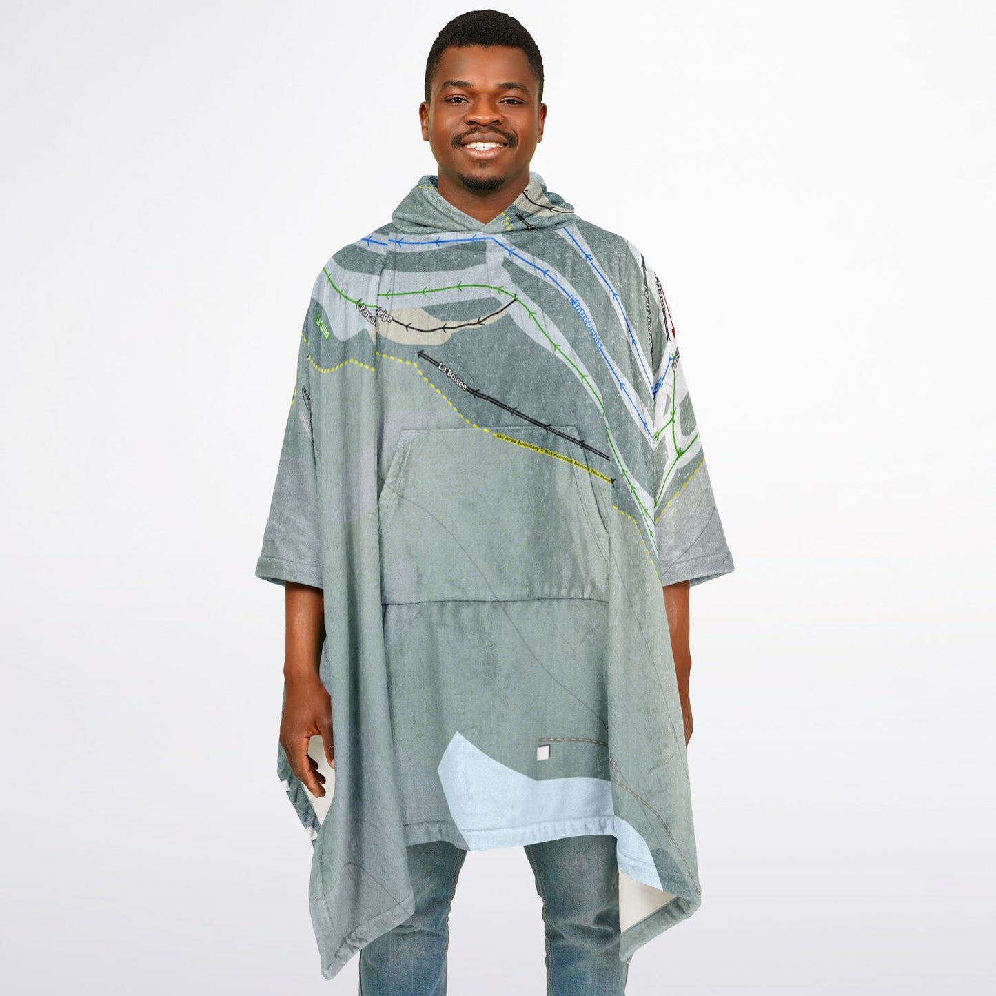 Mont Avalanche, Quebec Ski Resort Map Flannel Blanket Poncho