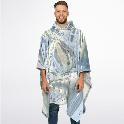 The Homestead, Michigan Ski Resort Map Flannel Blanket Poncho