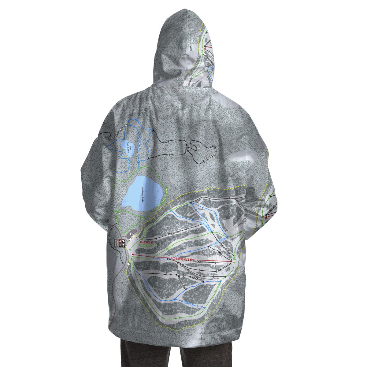 Anthony Lakes, Oregon Ski Trail Map - Snug Hoodie