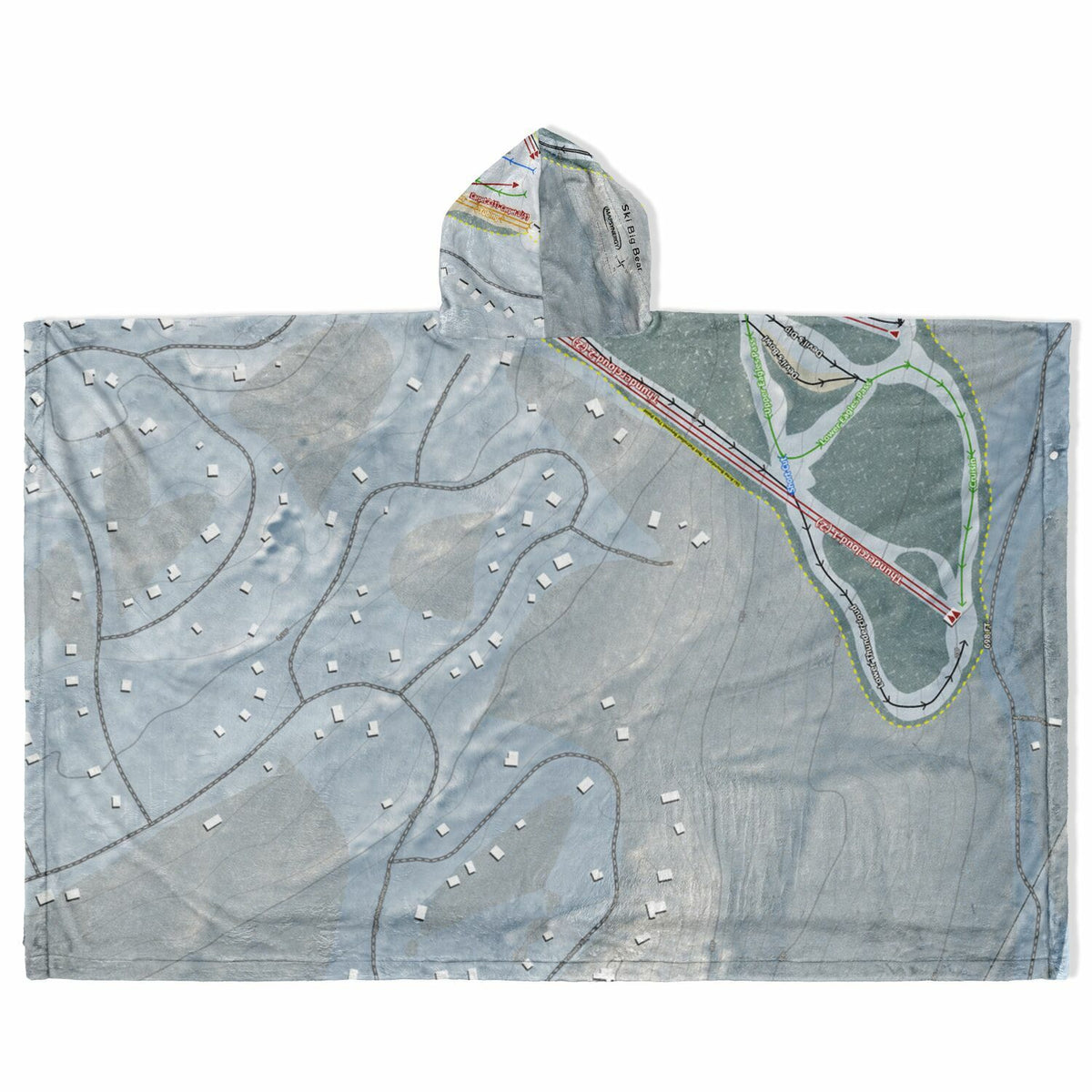 Ski Big Bear, Pennsylvania Ski Resort Map Flannel Blanket Poncho