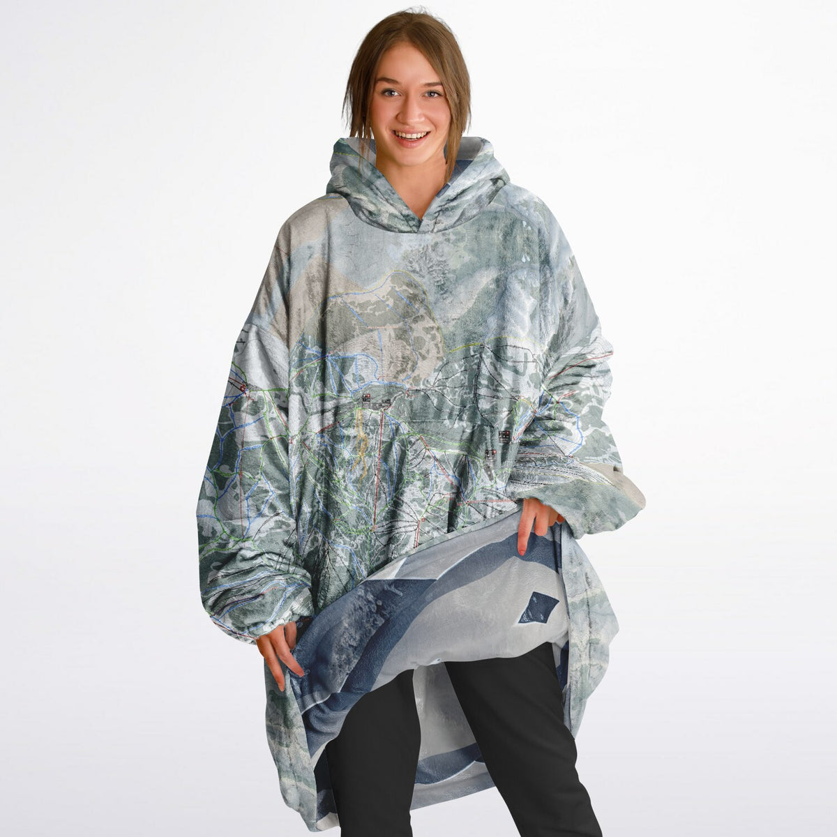 Powder Mountain, Utah Ski Resort Map Reversible Snug Hoodie