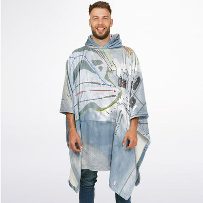 Shanty Creek Summit Mountain, Michigan Ski Resort Map Flannel Blanket Poncho