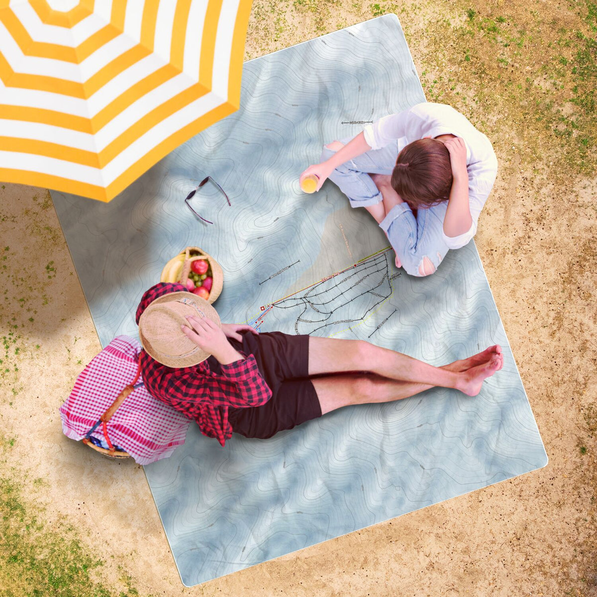 Manganui, New Zealand Ski Resort Map Printed Beach Towel