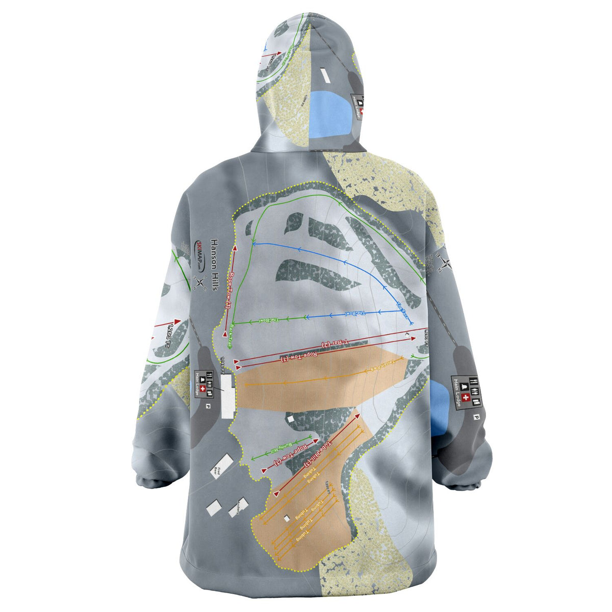 Hanson Hills, Michigan Ski Trail Map Snug Hoodie