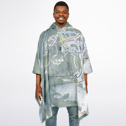 Silver Mountain, Idaho Ski Resort Map Flannel Blanket Poncho
