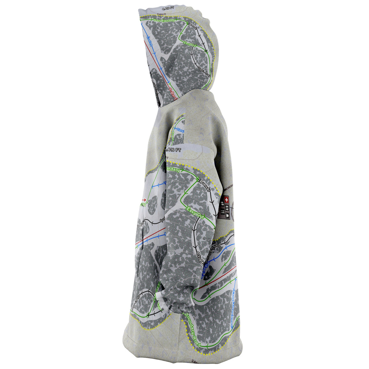 Bald Mountain, Idaho Ski Trail Map Snug Hoodie