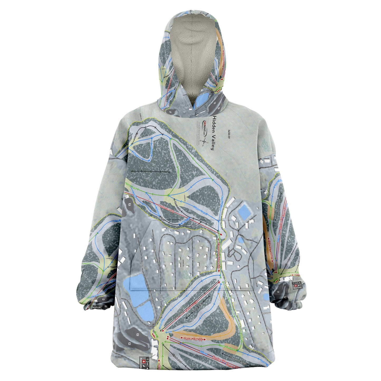 Hidden Valley, Missouri Ski Trail Map Snug Hoodie - Powderaddicts