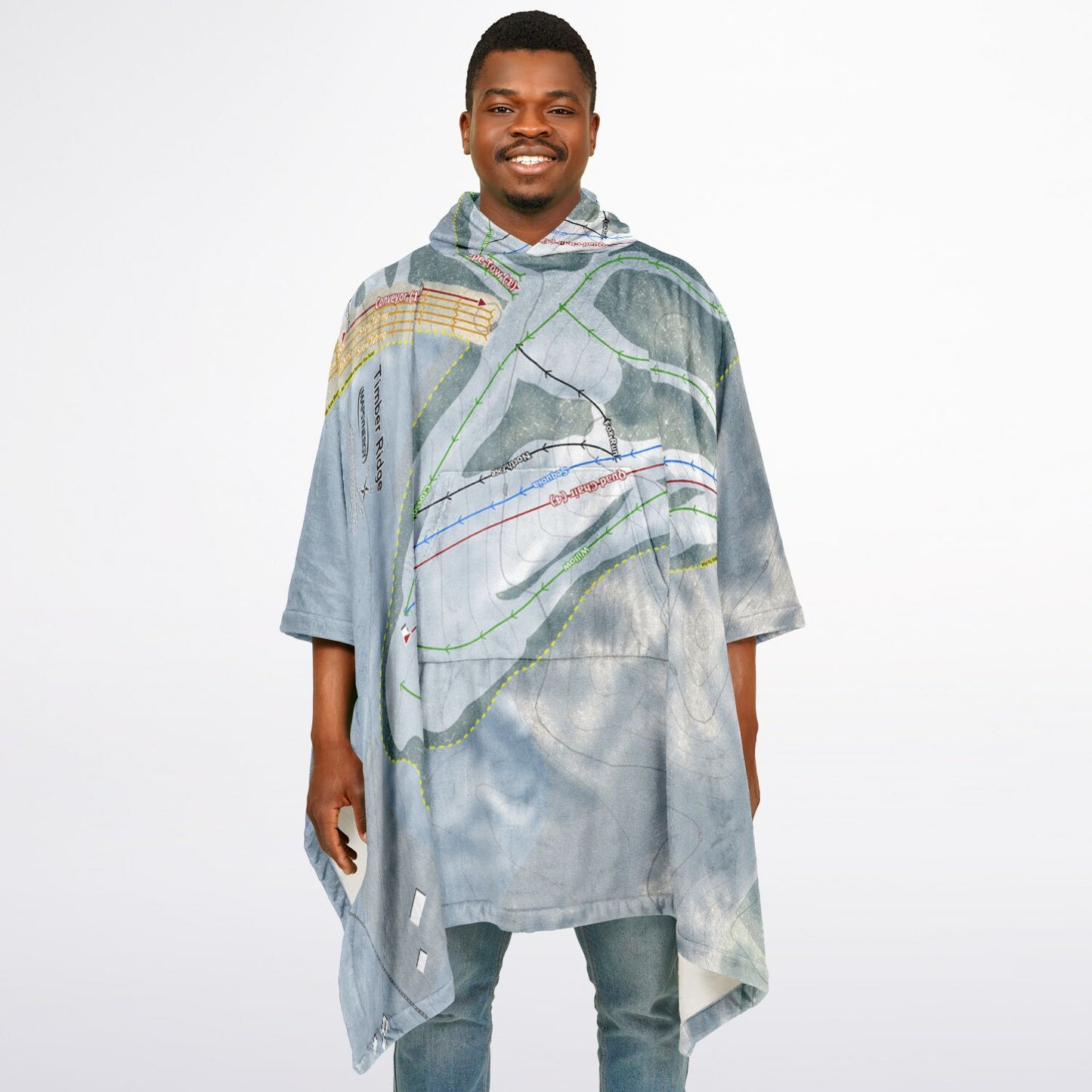 Timber Ridge, Michigan Ski Resort Map Flannel Blanket Poncho