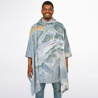 Timber Ridge, Michigan Ski Resort Map Flannel Blanket Poncho