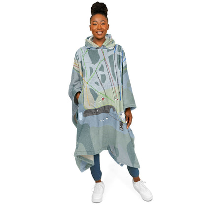 Hilltop, Alaska Ski Resort Map Flannel Blanket Poncho