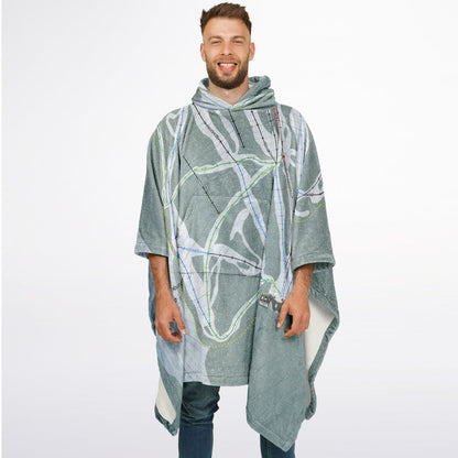 Turner Mountain, Montana Ski Resort Map Flannel Blanket Poncho