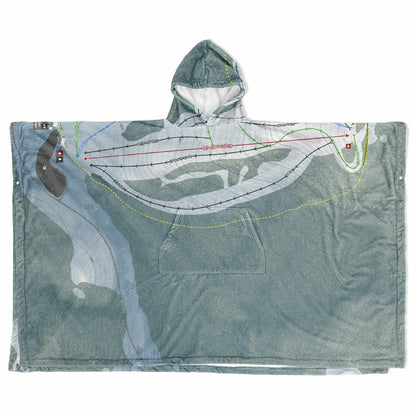 Warner Canyon, Oregon Ski Resort Map Flannel Blanket Poncho