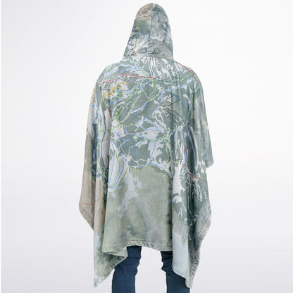 Powder Mountain, Utah Ski Resort Map Flannel Blanket Poncho
