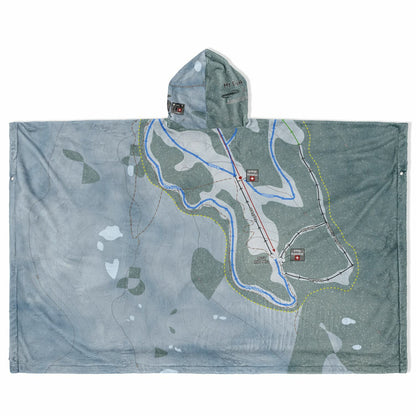Mt Eyak, Alaska Ski Resort Map Flannel Blanket Poncho