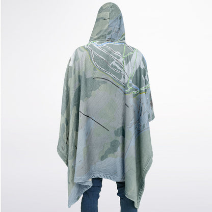 Powder King, British Columbia Ski Resort Map Flannel Blanket Poncho