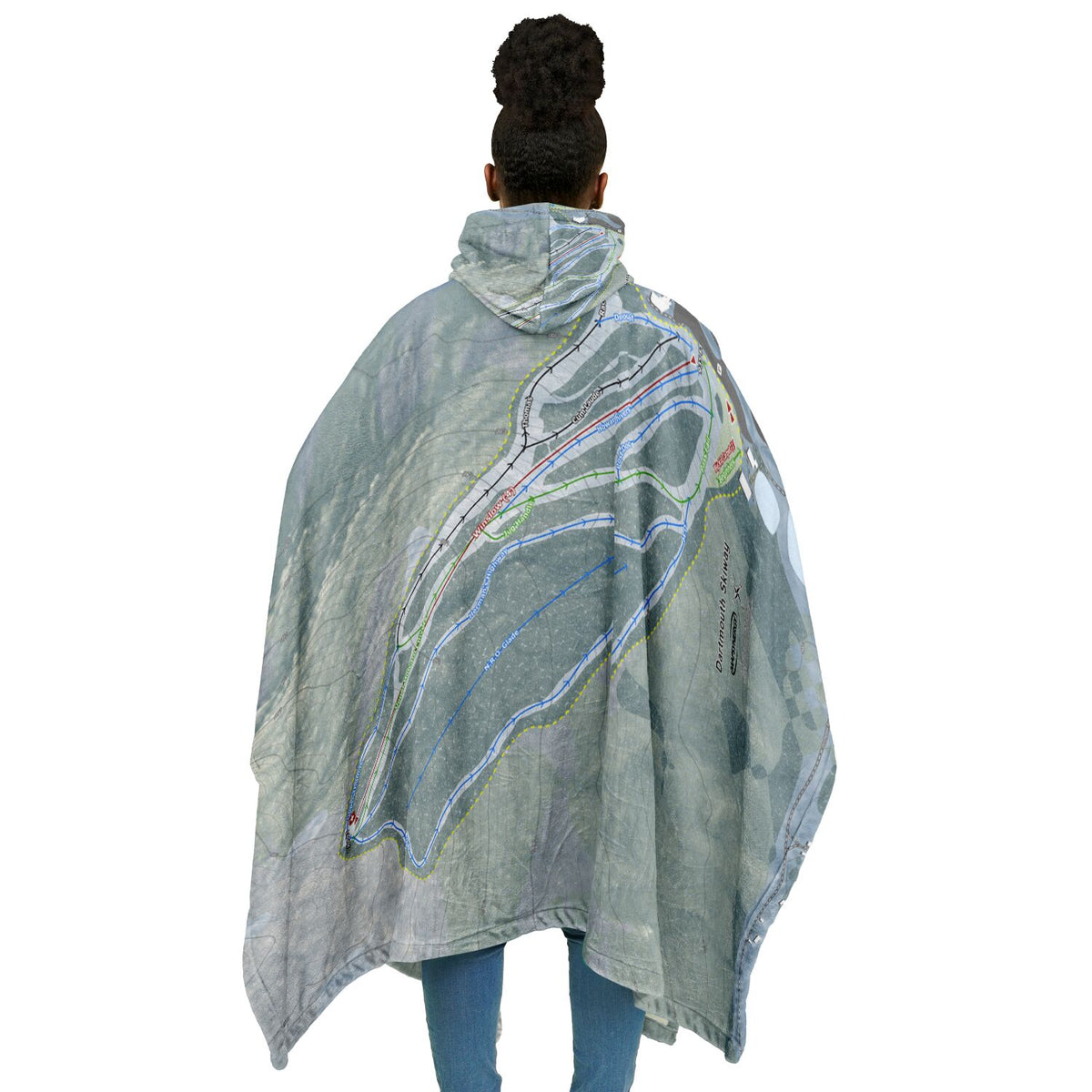 Dartmouth Skiway, New Hampshire Ski Resort Map Flannel Blanket Poncho