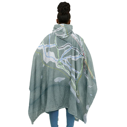 Maverick Mountain, Montana Ski Resort Map Flannel Blanket Poncho