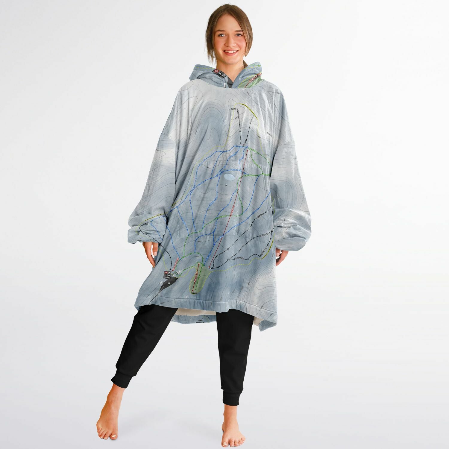 Ohau, New Zealand Ski Trail Map - Snug Hoodie - Powderaddicts