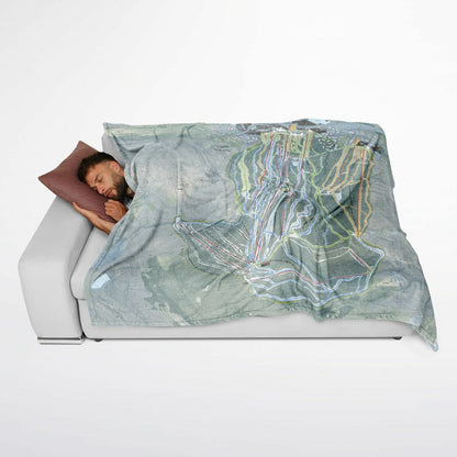 Mount Snow, Vermont Ski Resort Map Flannel Blanket Poncho