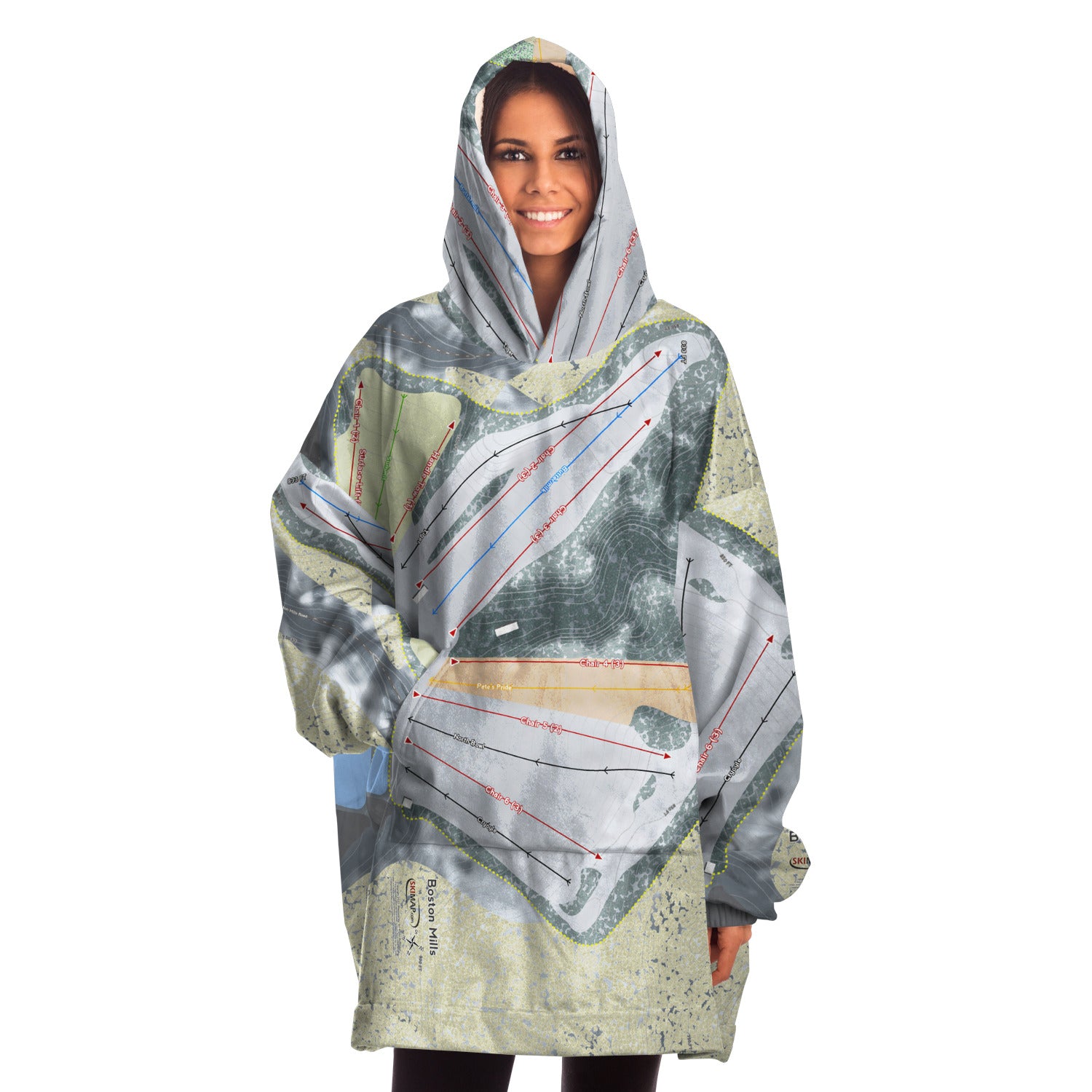 Boston Mills, Ohio Ski Trail Map - Snug Hoodie