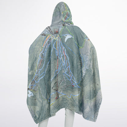 Smugglers Notch, Vermont Ski Resort Map Flannel Blanket Poncho