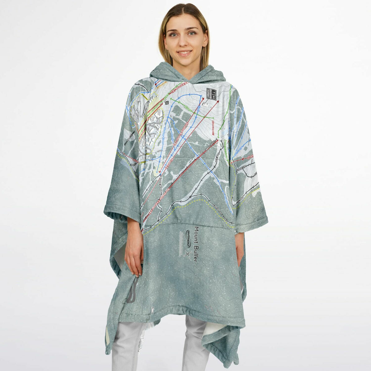 Mount Buller, Australia Ski Resort Map Flannel Blanket Poncho