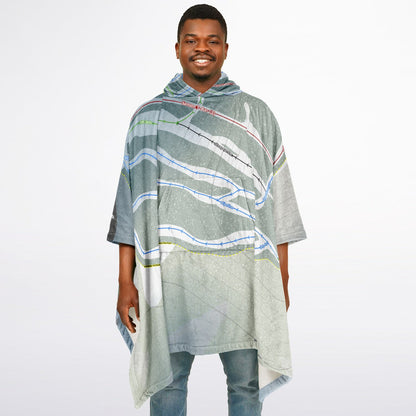 Medicine Lodge, Alberta Ski Resort Map Flannel Blanket Poncho