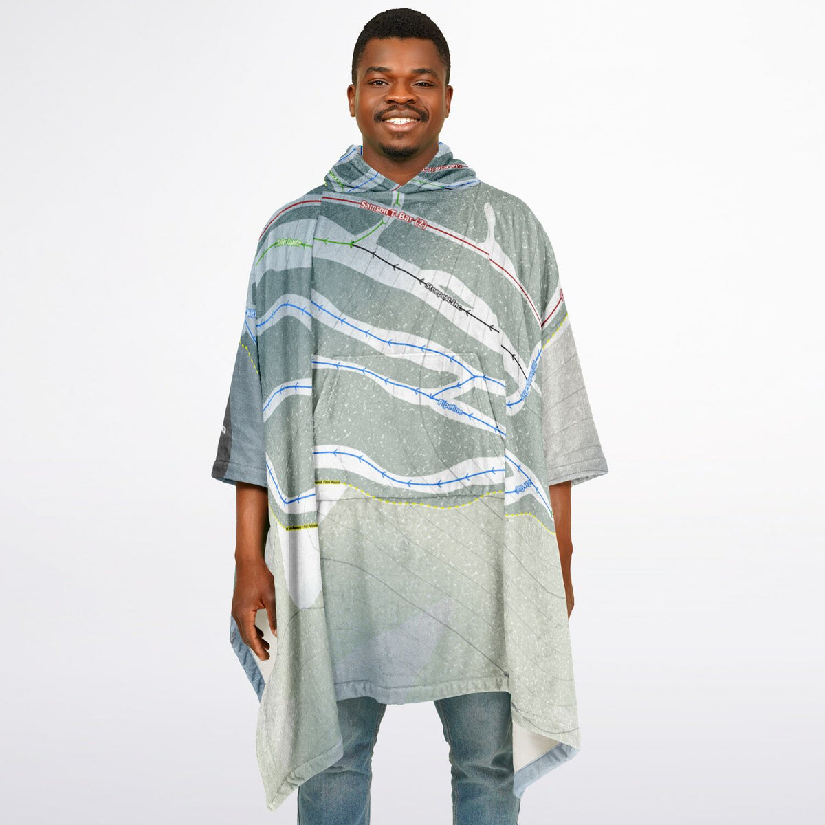 Medicine Lodge, Alberta Ski Resort Map Flannel Blanket Poncho