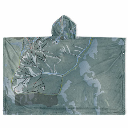 Panorama, British Columbia Ski Resort Map Flannel Blanket Poncho