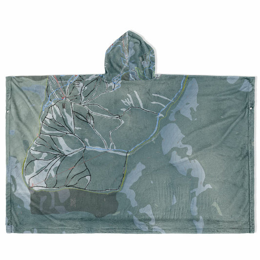 Panorama, British Columbia Ski Resort Map Flannel Blanket Poncho
