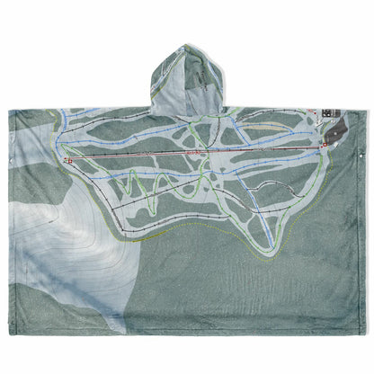 Teton Pass, Montana Ski Resort Map Flannel Blanket Poncho