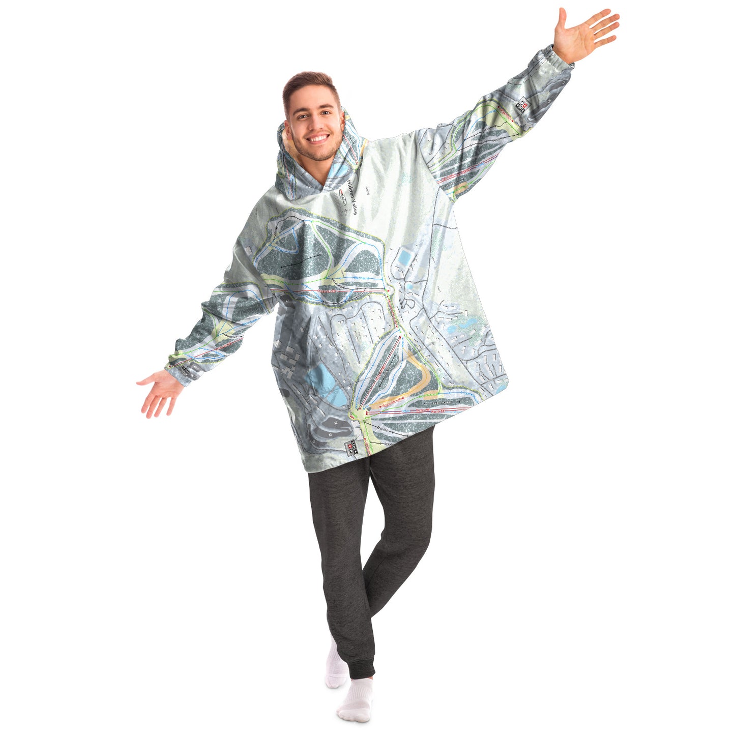Hidden Valley, Missouri Ski Trail Map Snug Hoodie - Powderaddicts