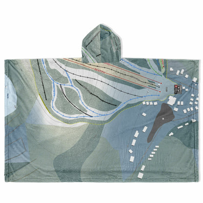 Mont Video, Quebec Ski Resort Map Flannel Blanket Poncho