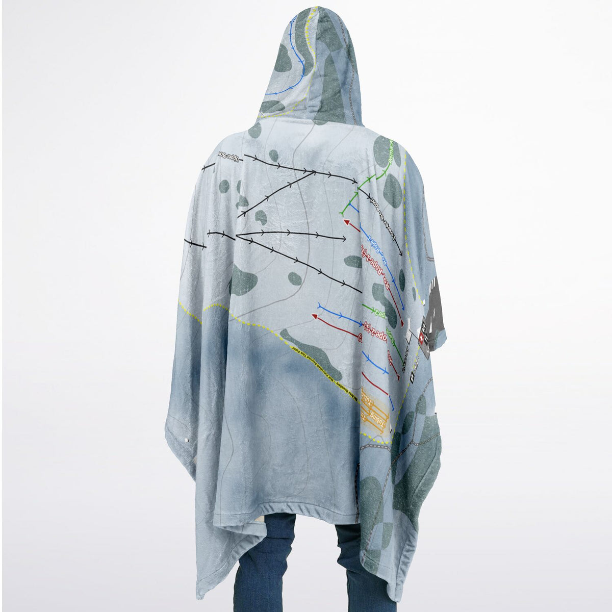 Echo Valley, Washington Ski Resort Map Flannel Blanket Poncho