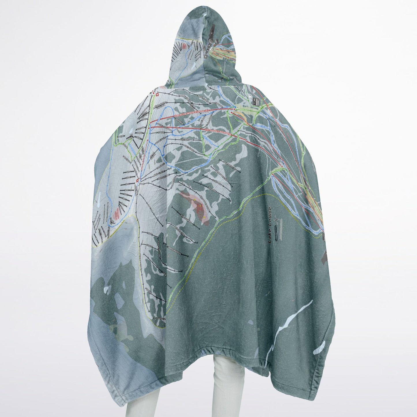 Lake Loiuse, Alberta Ski Resort Map Flannel Blanket Poncho