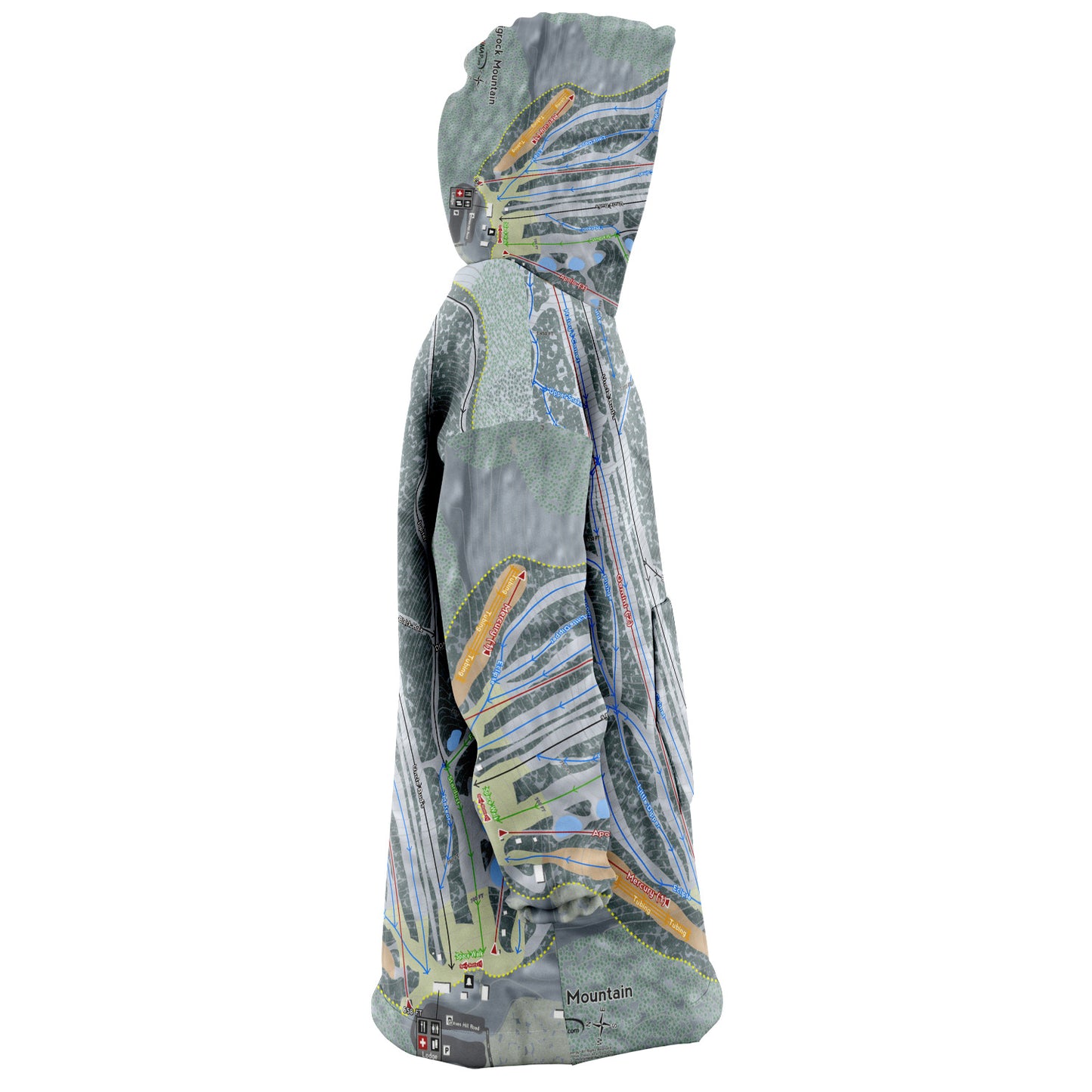 Bigrock Mountain, Maine Ski Trail Map - Snug Hoodie - Powderaddicts