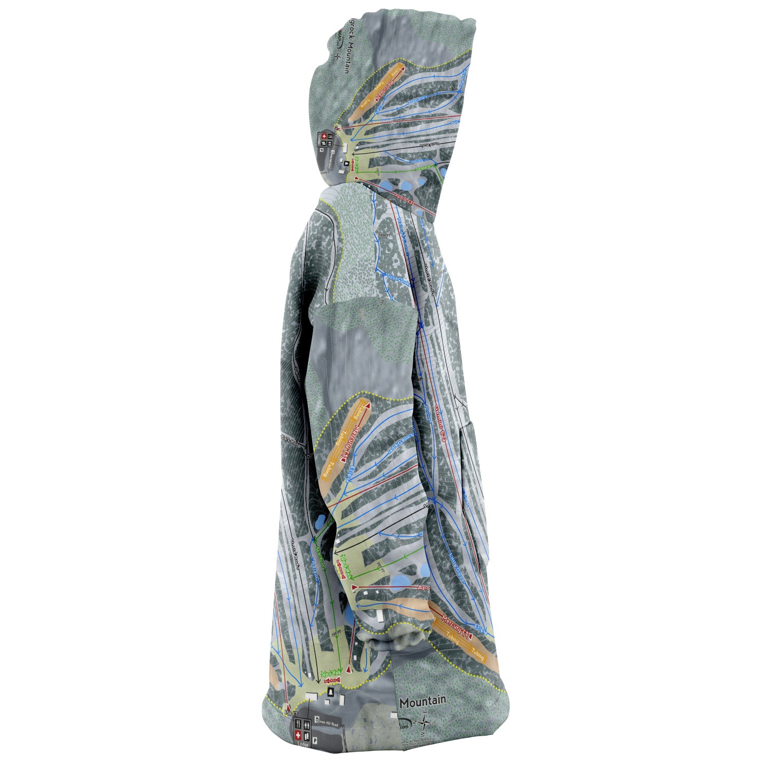 Bigrock Mountain, Maine Ski Trail Map - Snug Hoodie - Powderaddicts
