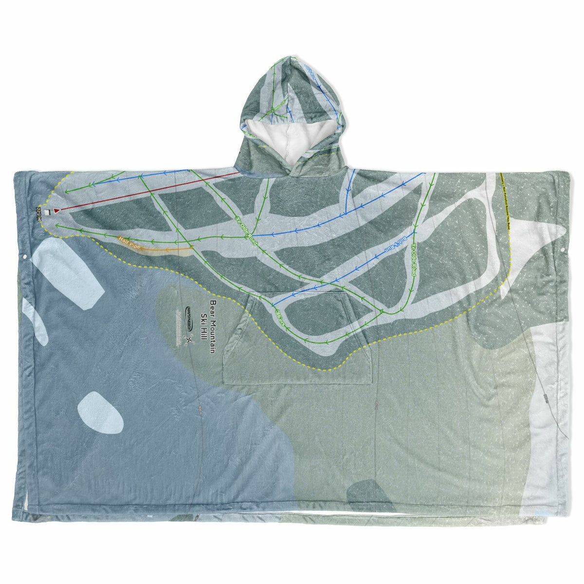 Bear Mountain Ski Hill, British Columbia Ski Resort Map Flannel Blanket Poncho