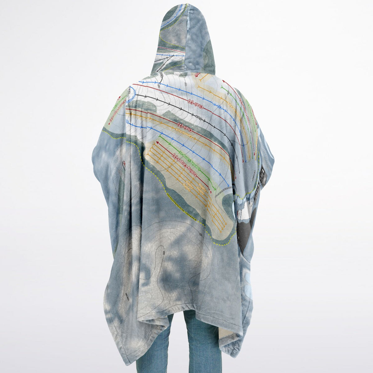 Cannonsburg, Michigan Ski Resort Map Flannel Blanket Poncho