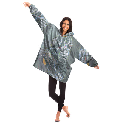 Sasquatch Mountain, British Columbia Ski Trail Map Snug Hoodie - Powderaddicts
