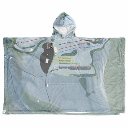 Maple Ski Ridge, New York Ski Resort Map Flannel Blanket Poncho