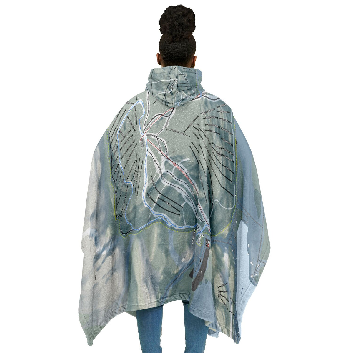 Mount Bohemia, Michigan Ski Resort Map Flannel Blanket Poncho