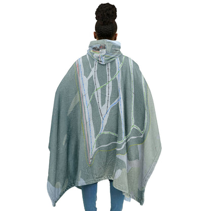Clearwater, British Columbia Ski Resort Map Flannel Blanket Poncho