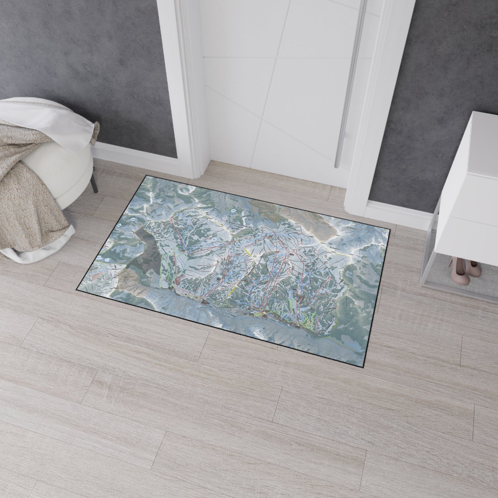 Little Cottonwood Canyon, Utah Ski Resort Map Heavy Duty Floor Mat