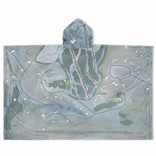 Quechee Club, Vermont Ski Resort Map Flannel Blanket Poncho