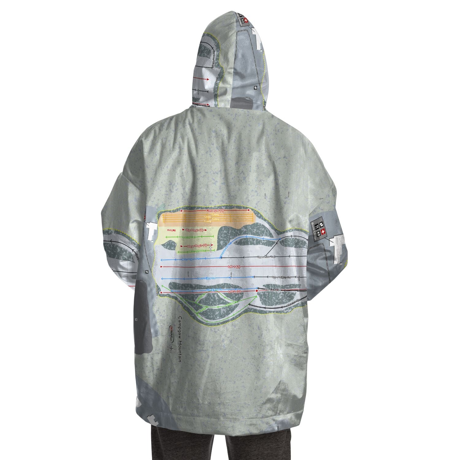 Campgaw Mountain, New Jersey  Ski Trail Map - Snug Hoodie