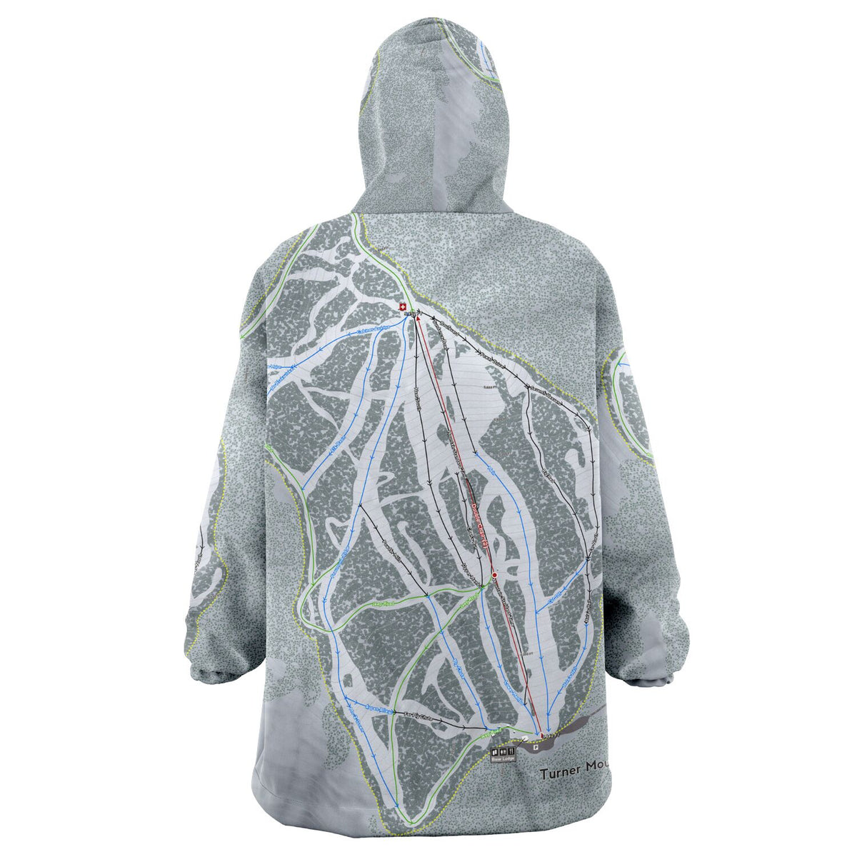 Turner Mountain, Montana Ski Trail Map Snug Hoodie